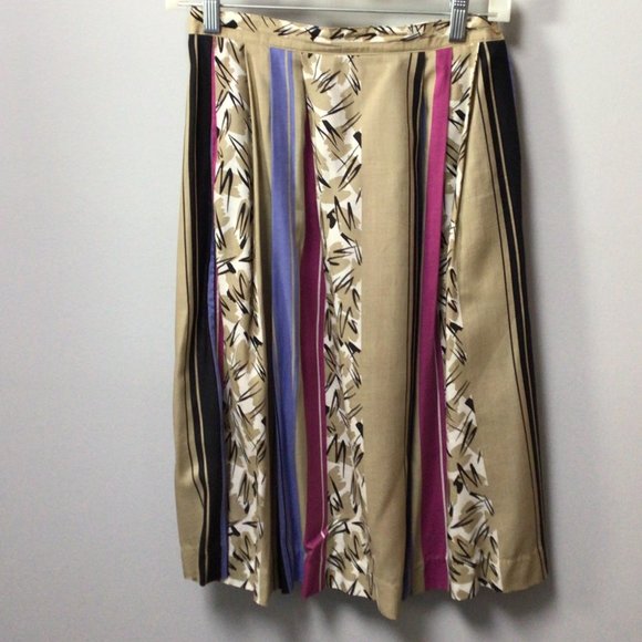 Notches - multi-color vertical stripe skirt; tan, black, blue, pink - Picture 2 of 6